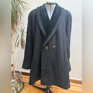 VINTAGE Donnybrook Wool Coat | Black Velvet Trim & Gold Hardware made in Ukraine